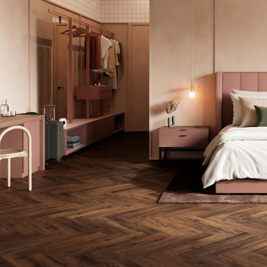 Виниловый пол BerryAlloc Palermo 60002266 Zenn Gluedown 55 Herringbone в интерьере
