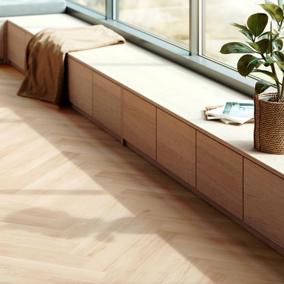 Виниловый пол BerryAlloc Orlando 60002264 Zenn Gluedown 55 Herringbone в интерьере крупным планом